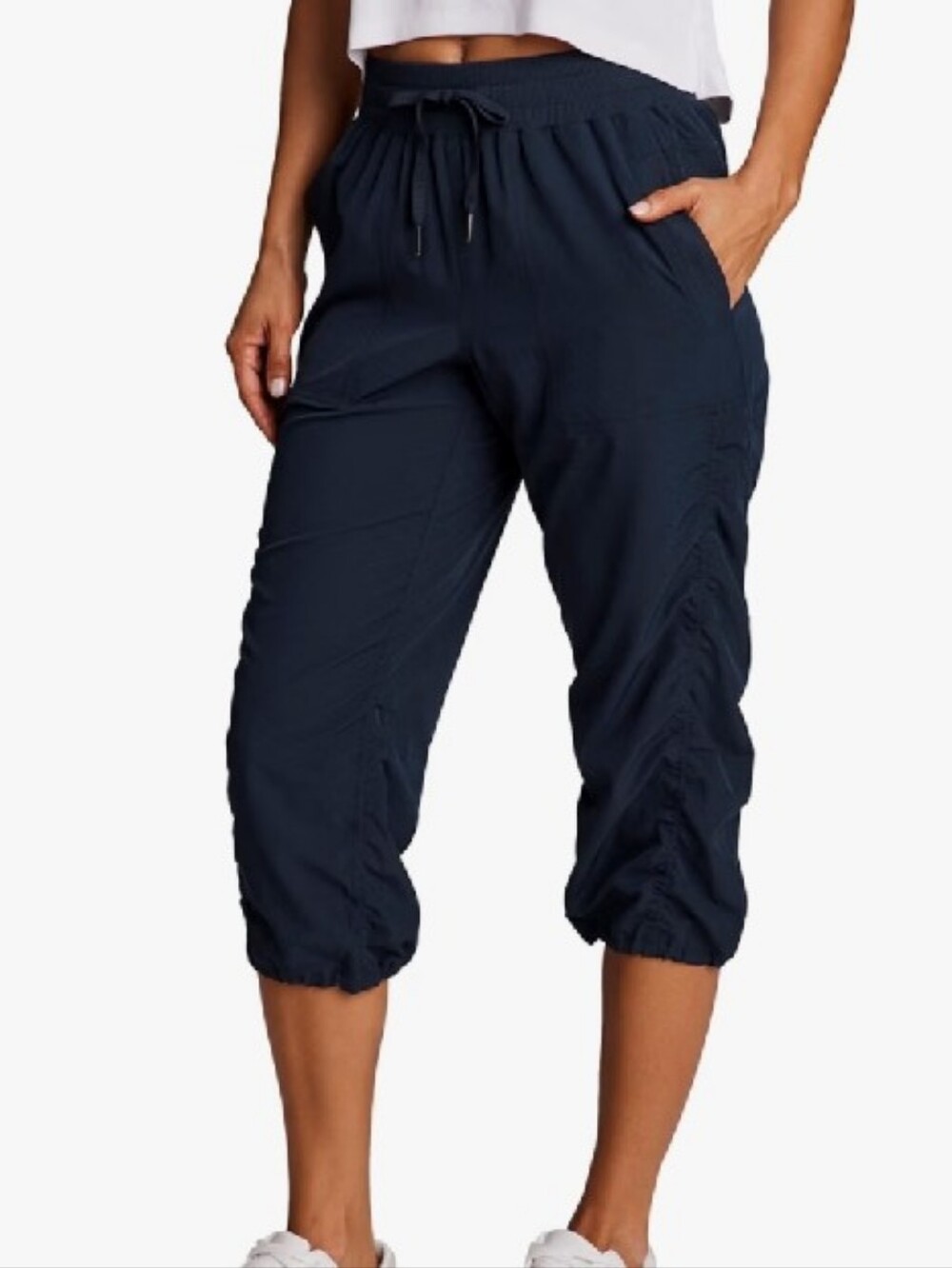 RBX  Dark Navy Active Capris With Drawstring Waistband & Adjustable Leg Med